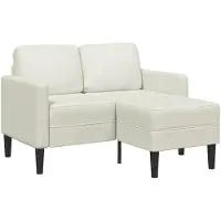 vidaXL 2-sitssoffa med schäslong L-formad gräddvit 125 cm sammet
