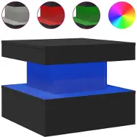 vidaXL Modernt Sidobord Med LED-belysning, Svart, 50X50X40 Cm