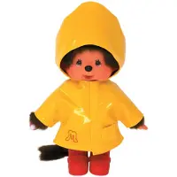 Bandai Monchhichi Ikonisk Regnrock Fluffy Toy 20 cm - Gul
