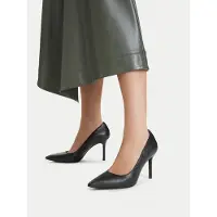 Ralph Lauren för kvinnor. 802P09032001 Lindella II pumps i svart läder (40), Hud, 8 till 10 cm, Ingen, Casual, Klassisk