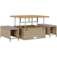 vidaXL Trädgårdsoffset med kudde 11 pcs Beige konstrotting