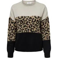 ONLY Tröja 'ONLJade' camel / ecru / svart