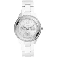 Fossil Stella Elegant Damkvartsklocka med Vitt Keramiskt Armband och BoettCE1113