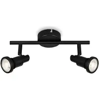 Briloner LED-takspotlight Flamo IP44 2 lampor svart, Svart, Badrum, Metall, Modern, LED-taklampa