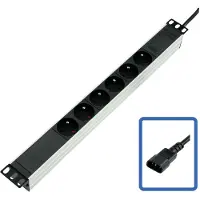 Lanview POWER STRIP 19 - 6 WAY - FULL ALUMINIUM WITH C14 UPS PORT, Svart, Svart, 2,5 m, 4000 W, 510 mm, 97 mm