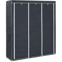 vidaXL Garderob med fack och stänger svart 150x45x175 cm tyg