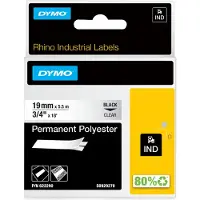 Dymo Etiketter IND RHINO 622290 Polyester Bandfärg: Transparent Skriftfärg:Svart 19 mm 5.5 m