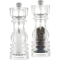 Cole and mason H233107, Set med salt- och pepparkvarnar, Transparent, Akryl, Peppar, Salt, 180 mm