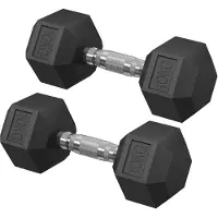 24.Se Hantlar 10kg 2-pack / sexkantiga hantlar / hantelset 2x10kg / träningshantlar gjutjärn