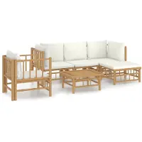vidaXL Loungegrupp 6 delar gräddvita dynor bambu
