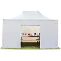 TOOLPORT 3x4,5 m snabbtält, Premium stål, med sidodelar, vit
