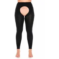 Glamory Strumpbyxa 'Breeze 60 Ouvert Microfaser Fußlose Strumpfhose' svart