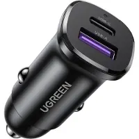 UGREEN EC305 USB-C + USB billaddare, 30W (svart)