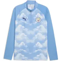 Puma Manchester City Träningströja Warm up 1/4 Blixtlås - Ljusblå - , storlek X-Small