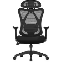 24hShop Ergonomisk kontorsstol med hjul – justerbart stöd och lutningsfunktion - Svart