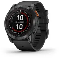 Garmin Fenix 7X Pro - Solar Edition - 51 mm - skiffergrå - Ja sportklocka med band - silikon - svart - handledsstorlek: 127-210 mm - display 1.4 - 32 GB - Bluetooth, Wi-Fi, ANT+ - 96 g