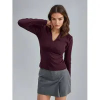 Busem Slim Fit V-ringad Blus med Lång Ärmar