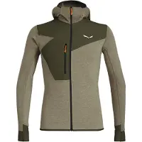 Salewa - Fleece - Puez 2 Dry M L/S Hood FZ Tee Dark Olive Melange för UnisexUll - Storlek S - Grön