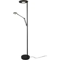 TRIO Lighting LED uplight golvlampa Barrie, dimbar, Svart, Vardagsrum / matsal, Metall, Modern, LED-golvlampa