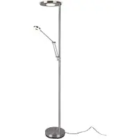 TRIO Lighting LED uplight golvlampa Barrie, dimbar, Aluminium / grå / zink, Vardagsrum / matsal, Metall, Modern, LED-golvlampa