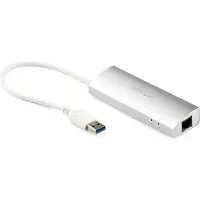 StarTech.com Startech Bärbar USB 3.0-hubb med 3 portar plus Gigabit Ethernet - inbyggd kabel - Hubb - 3 x SuperSpeed USB 3.0 + 1 x 10/100/1000