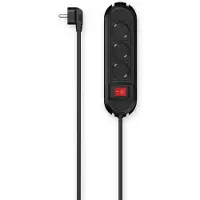 Hama 00223033, 3 AC-utgångar, 1,5 m, Kabel, Svart, 355 mm, 95 mm