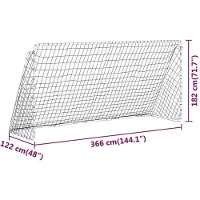vidaXL Fotbollsmål med nät vit 366x122x182 cm stål