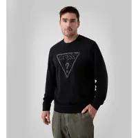 GUESS för män. M6YQ37K4103 Sweatshirt med svart broderad logotyp (XS), Casual, Bomull