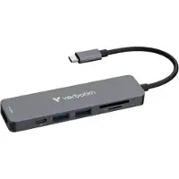 Verbatim 32156 USB-hubb USB 2.0, HDMI, USB 3.2 Gen 1 USB 3.2 Gen1 5 GBit/s Ultra HD-kapabel, SD-kortläsare Svart Essentials