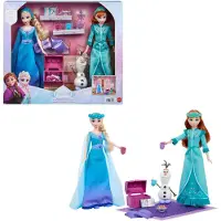 Mattel Disney Frozen Disney Frost Systrarnas pyjamaspartyset med Anna- och Elsa-modedockor, Olof och 14 tillbehör, Modedocka, Flicka, 3 År, Flicka, 320 mm, Multifärg