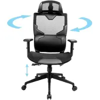 Sandberg ErgoFusion - Spelstol - ergonomisk - armstöd - T-formad - lutning - svängtapp - polyuretanläder, mesh-tyg