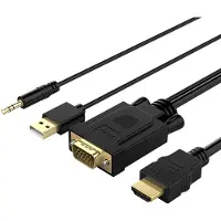 ORICO XD-VATH VGA- och 3,5 mm-minijack till HDMI Full HD 60 Hz-kabel m. USB-ström, 5 m svart
