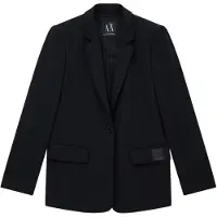 Armani Exchange för kvinnor. XW000941AF10872UC001 enfärgad casual kavaj med en knapp och notchkavaj med långa ärmar svart (L), Polyester