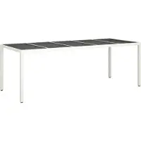 vidaXL Trädgårdsbord vit 250x100x75 cm konstrotting och härdat glas