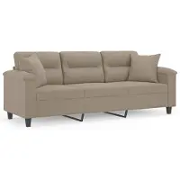 vidaXL 3-sitssoffa med prydnadskuddar taupe 180 cm mikrofibertyg