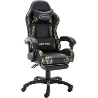 vidaXL Gamingstol med fotstöd svart och kamouflage konstläder