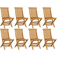 vidaXL Hopfällbara trädgårdsstolar 8 st massiv teak
