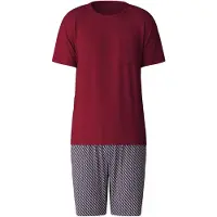 Calida Pyjamas kort mörkblå / karminröd / vit