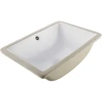 Vevor Undermonterat handfat, 460 x 330 mm Rektangulärt vitt keramikhandfat med överfyllning, nedsänkbart under bänkskiva, modernt toalettställ, tvättställ, rektangulärt för små utrymmen