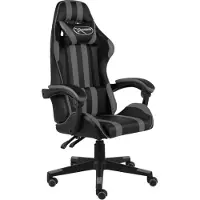 vidaXL Spelstol - - Svart och grå - Syntetiskt läder - Justerbar höjd - Nutida design