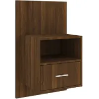 vidaXL Väggmonterat sängbord brun ek