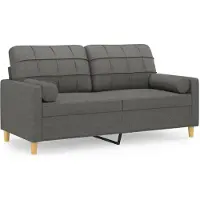 vidaXL 2-sits soffa med prydnadskuddar mörkgrå 140 cm tyg