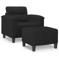 vidaXL Fåtölj med fotpall, svart, 60 cm, mikrofiberklädsel