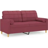 vidaXL 2-sits soffa med prydnadskuddar vinröd 140 cm tyg