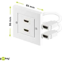 Goobay 51723, 2 x HDMI, Vit, 86 mm, 86 mm, 1 styck, Polypåse