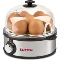 Girmi CU25, 7 ägg, Rostfritt stål, Rotations-, Svart, Rostfritt stål, Transparent, 360 W, 220 - 240 V