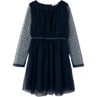 Name It Kids Klänning - Noos - NkfVabos - Dark Sapphire m. Prickar - - 10 år (140) - Klänning