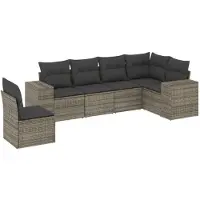 vidaXL Loungegrupp med dynor 6 delar svart konstrotting