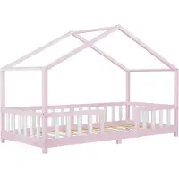 En.casa Hussäng Treviolo med sängskydd 200x90cm furu vitlackad rosa []
