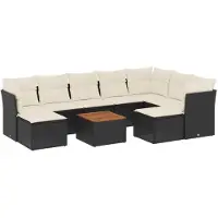 vidaXL Loungegrupp 10 delar med svarta dynor konstrotting